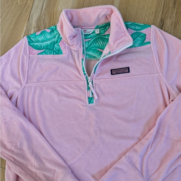 Vineyard Vines Banana Leaf Terry Relaxed Shep Shirt Pink Green Small - Picture 7 of 7